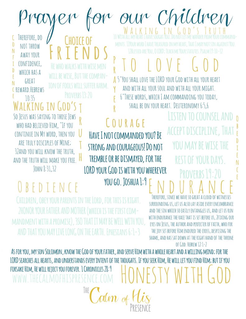 Free Printable, Praying for our Children from thecalmofhispresence.com