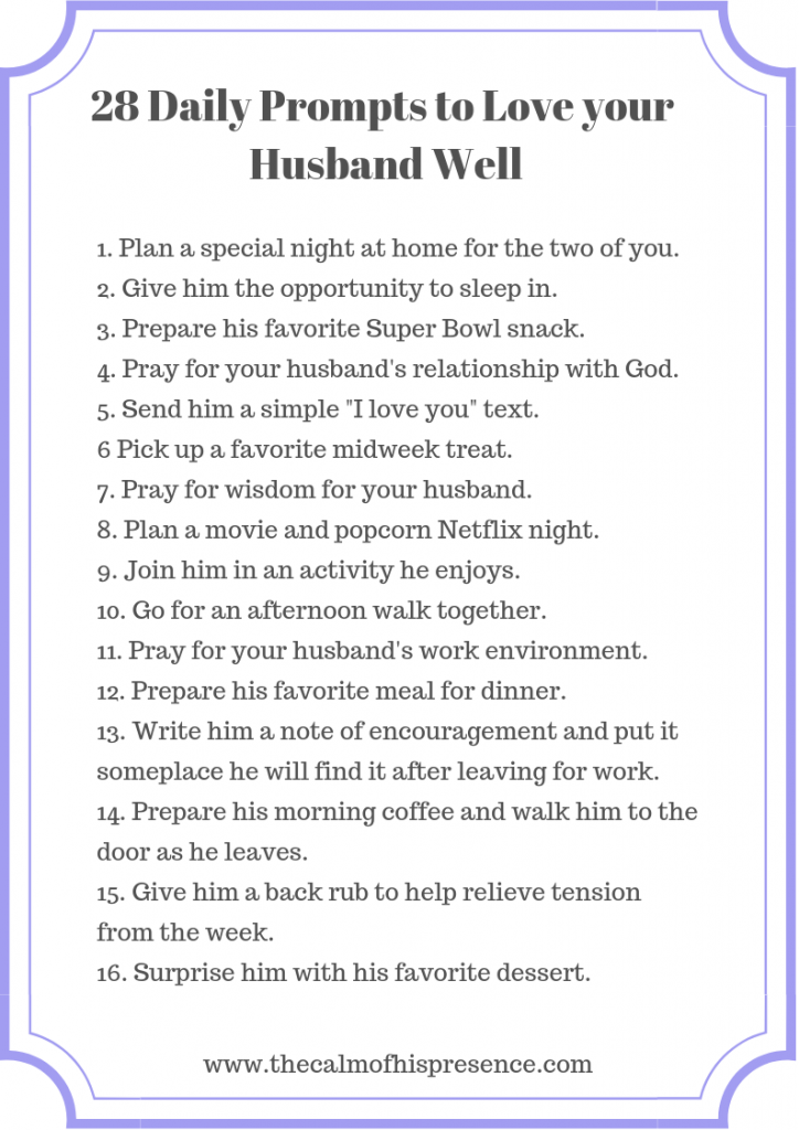 5 Ways to Love your Husband Well - The calm of his presence