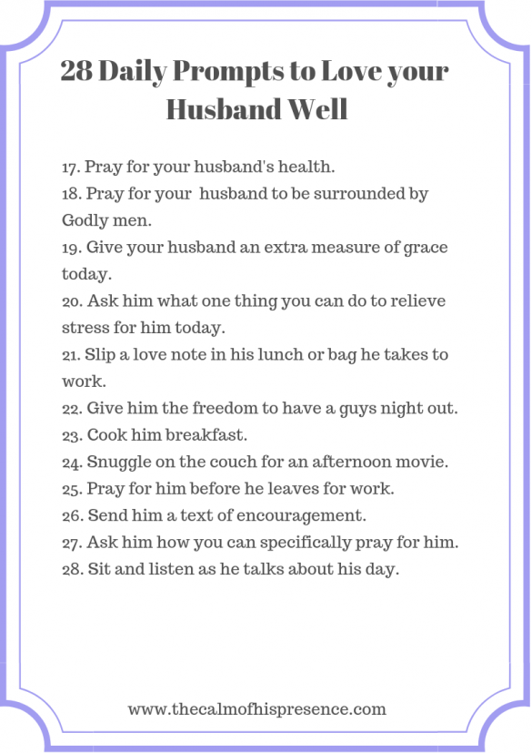 5 Ways to Love your Husband Well - The calm of his presence